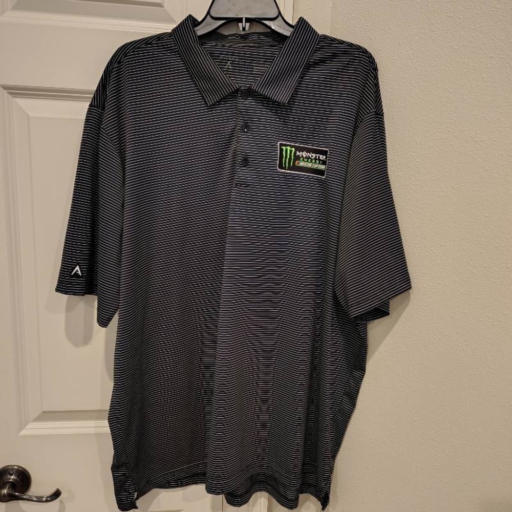 Monster Energy POLO NASCAR RACING CUP SERIES Striped Black & White Mens 2XL